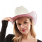 KBW GLOBAL CORP Costume Accessories White and Pink  Rhinestone Cowboy Hat for Adults, 1 count 831687051579