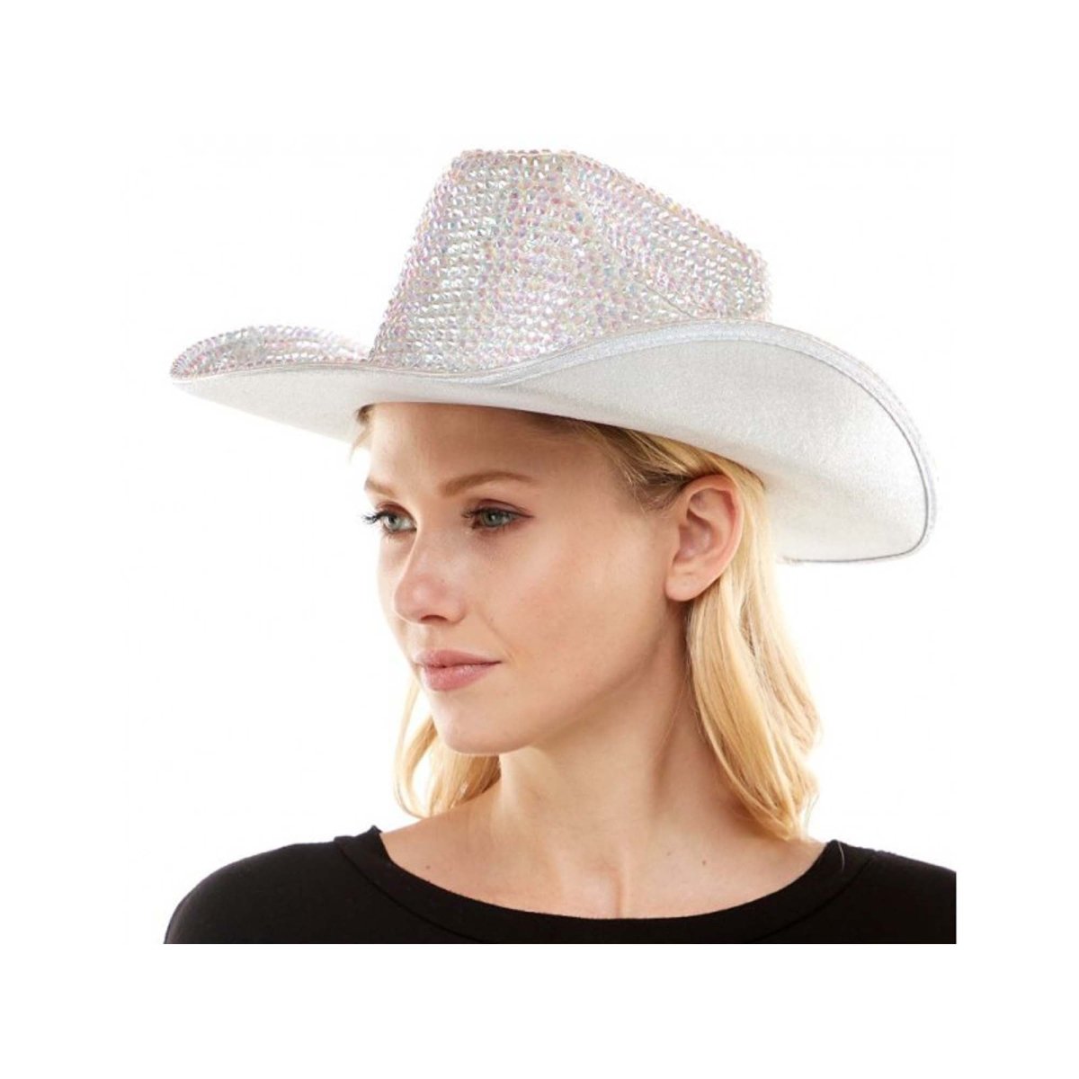 White Rhinestone Cowboy Hat for Adults Party Expert