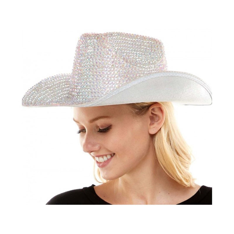 White Rhinestone Cowboy Hat for Adults Party Expert