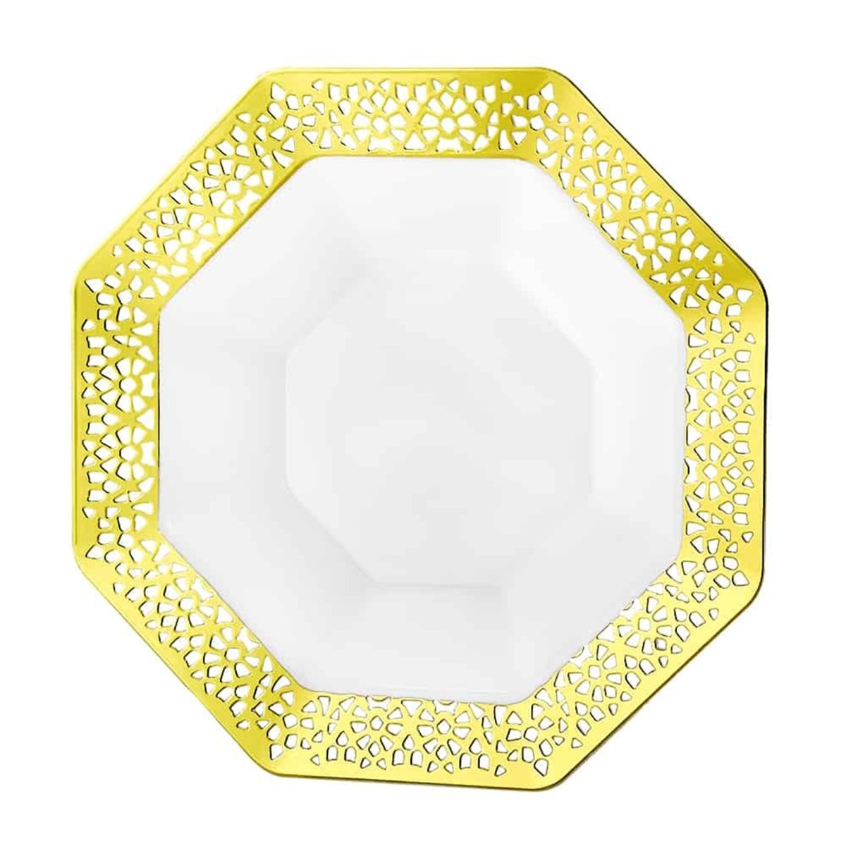 KINGZAK INDUSTRIES INC Disposable-Plasticware Gold Octagon Shaped Plastic Bowls, 14 Oz, 10 Count 763615342940