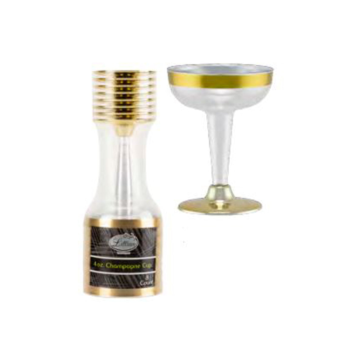 KINGZAK INDUSTRIES INC Disposable-Plasticware Gold Plastic Champagne Cups, 3.5 Oz, 8 Count 763615123433