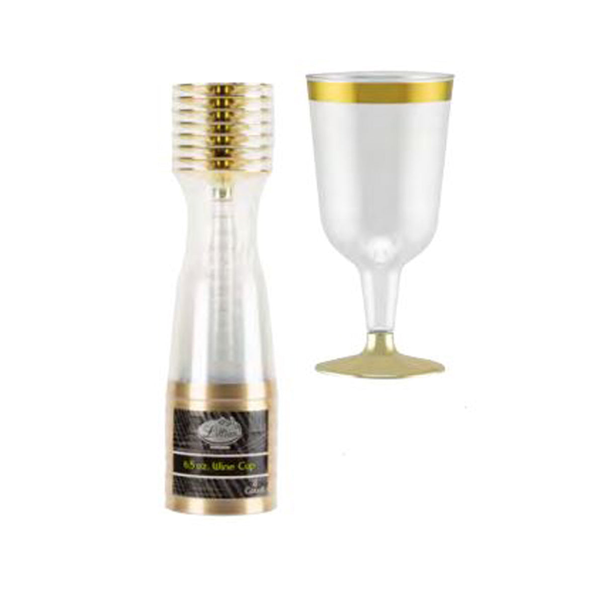 KINGZAK INDUSTRIES INC Disposable-Plasticware Gold Plastic Wine Cups, 6 Oz, 8 Count 763615123532