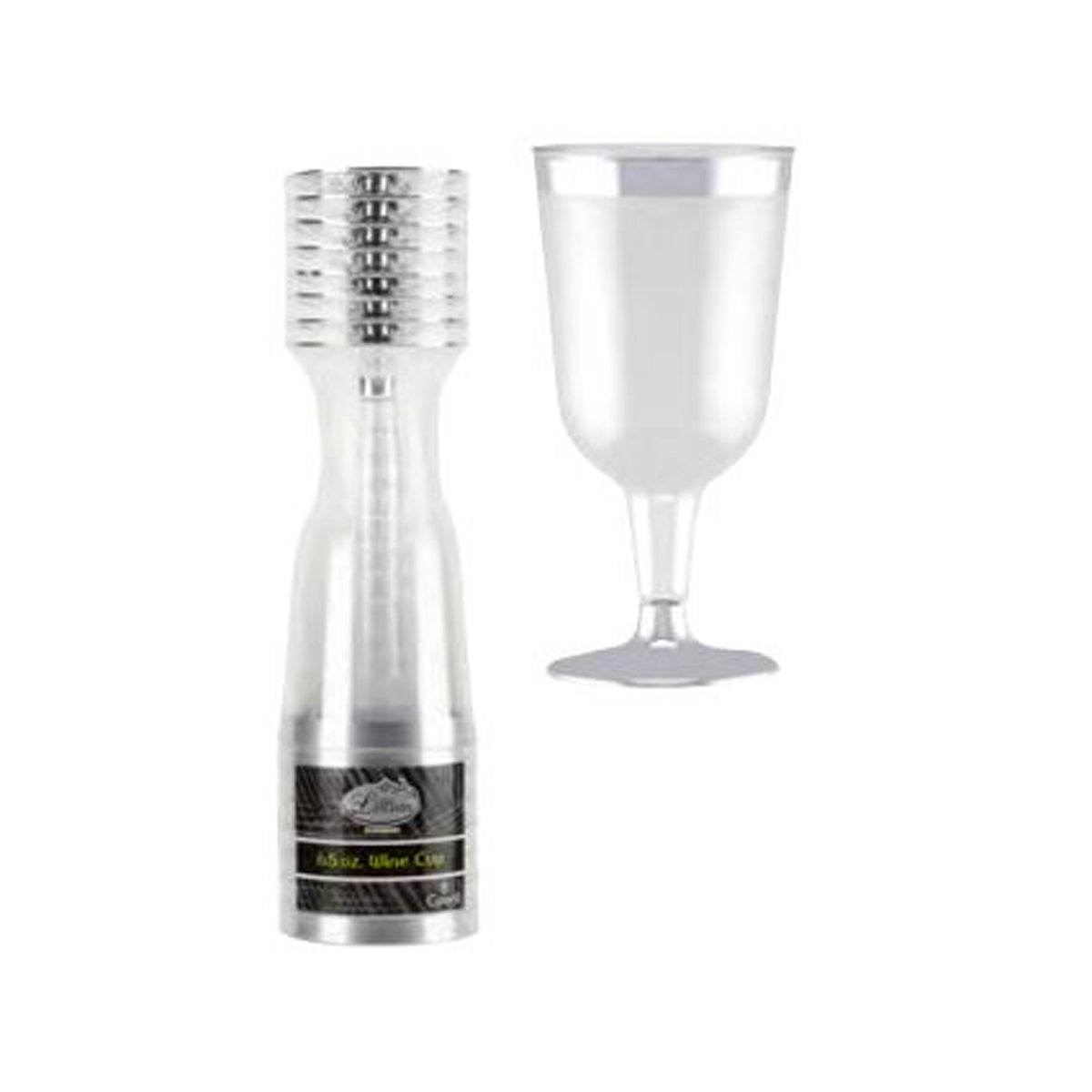 KINGZAK INDUSTRIES INC Disposable-Plasticware Silver Plastic Wine Cups, 6 Oz, 8 Count 763615123501