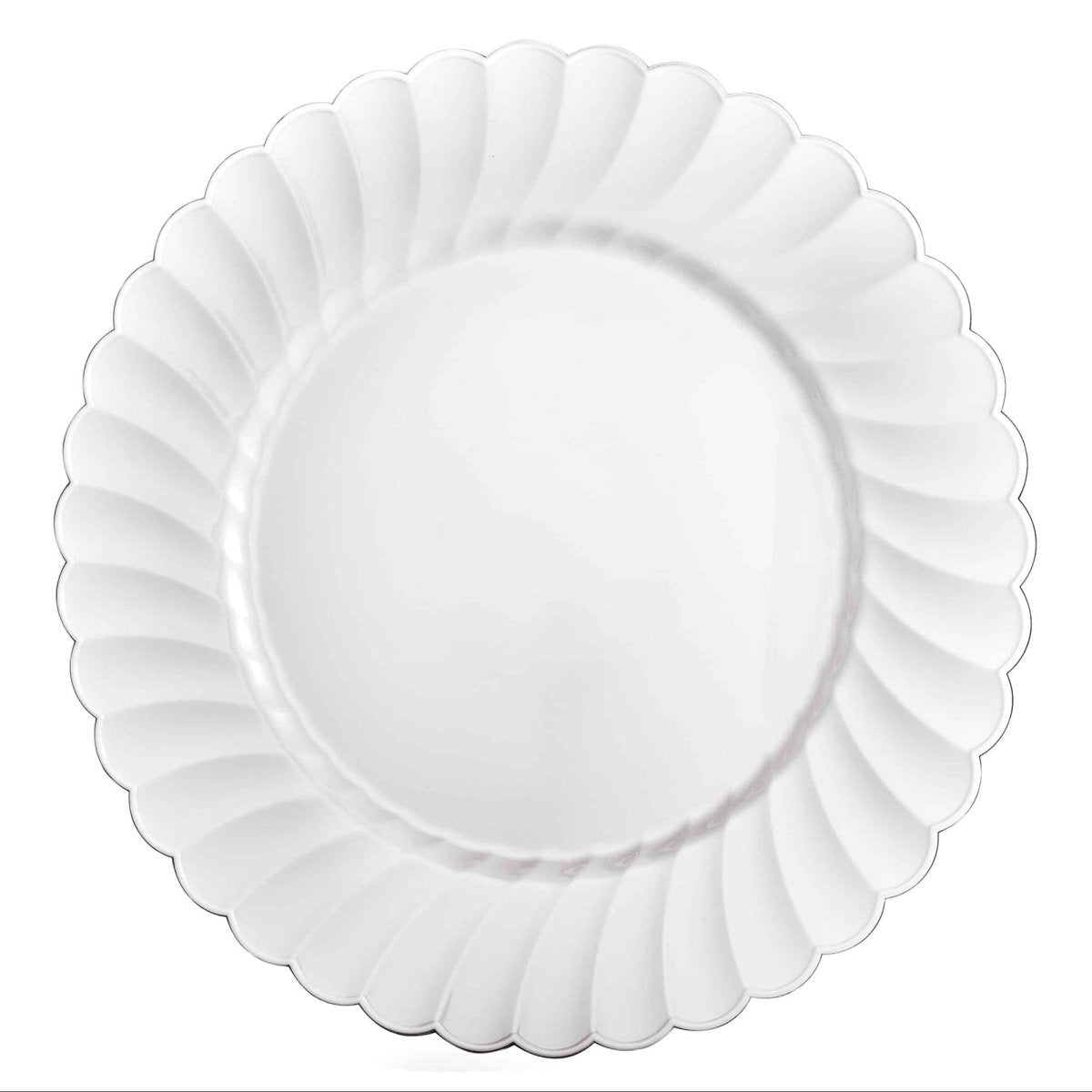 KINGZAK INDUSTRIES INC Disposable-Plasticware White Large Scalloped Lunch Plastic Plates, 10 Inches, 10 Count 763615325905