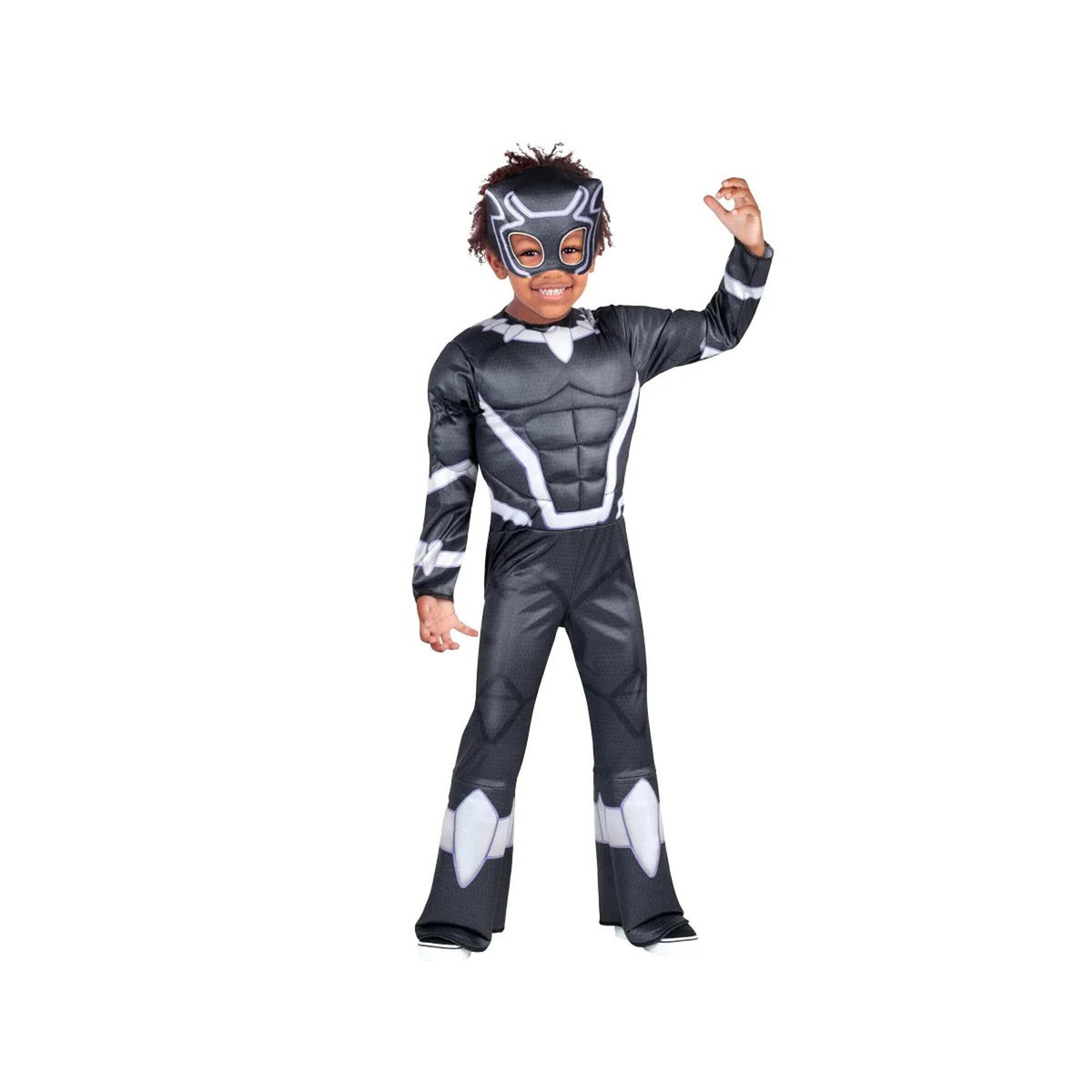 KROEGER Costumes Marvel Black Panther Costume for Toddlers, Black Padded Jumpsuit 191726457978