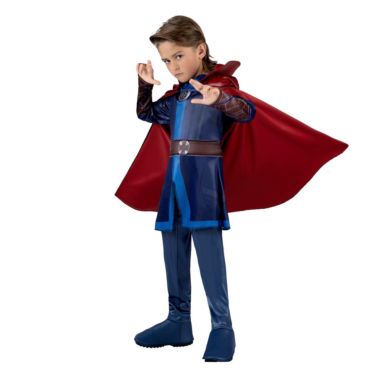 KROEGER Costumes Marvel Dr.Strange Qualux Costume for Kids, Blue Tunic Top with Red Cape