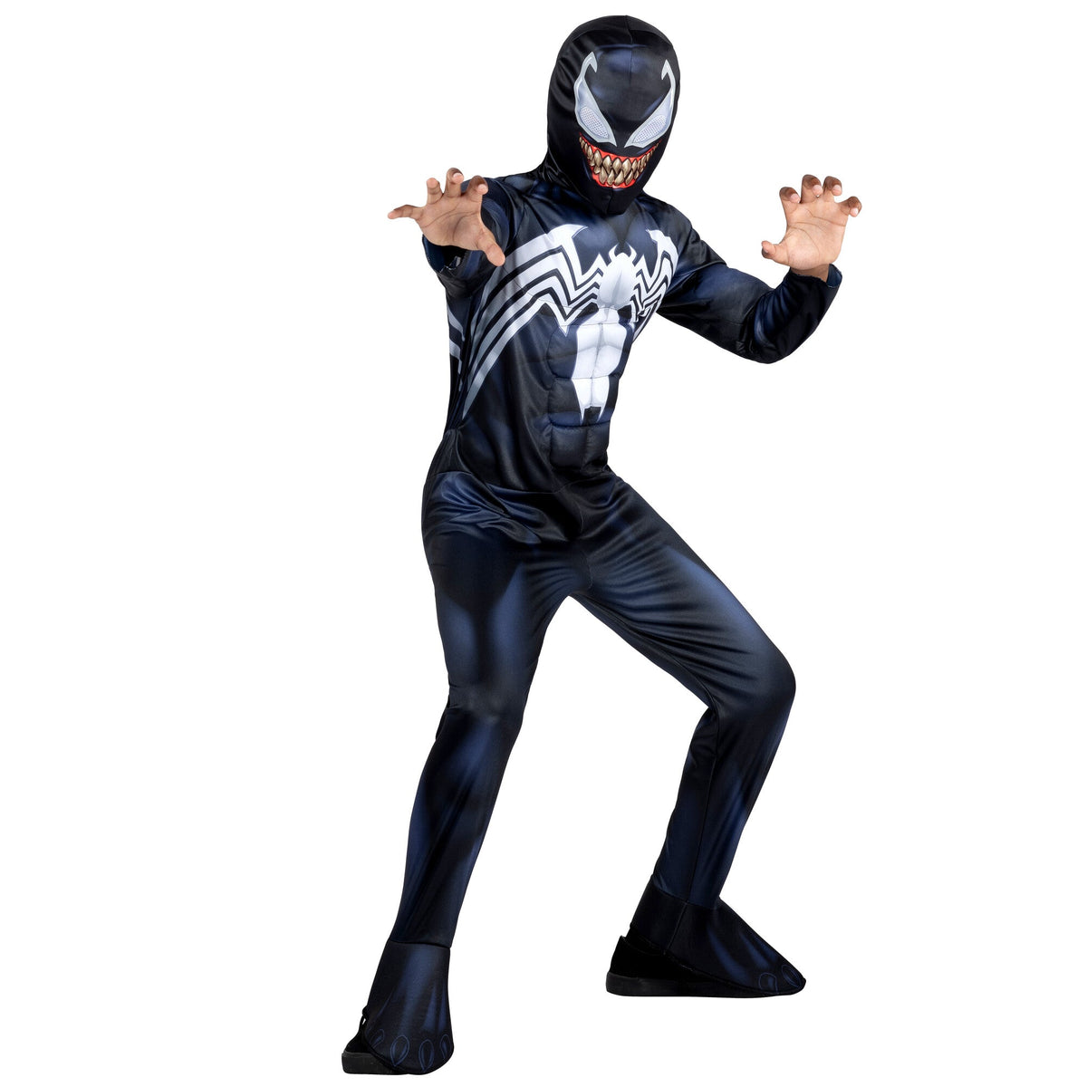 KROEGER Costumes Marvel Venom Costume for Kids, Black Padded Jumpsuit