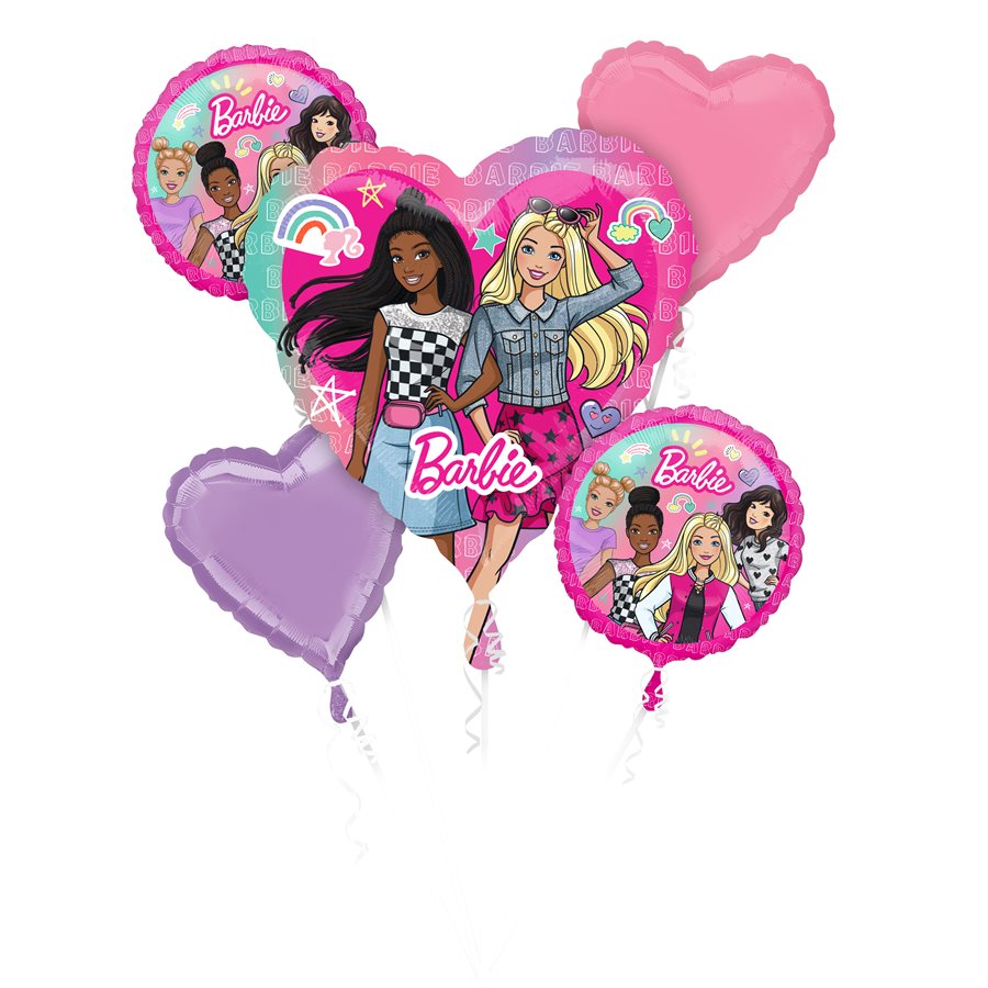 LE GROUPE BLC INTL INC Balloons Barbie Dream Foil Balloon Bouquet, Helium Inflation not Included, 5 Count 026635437424