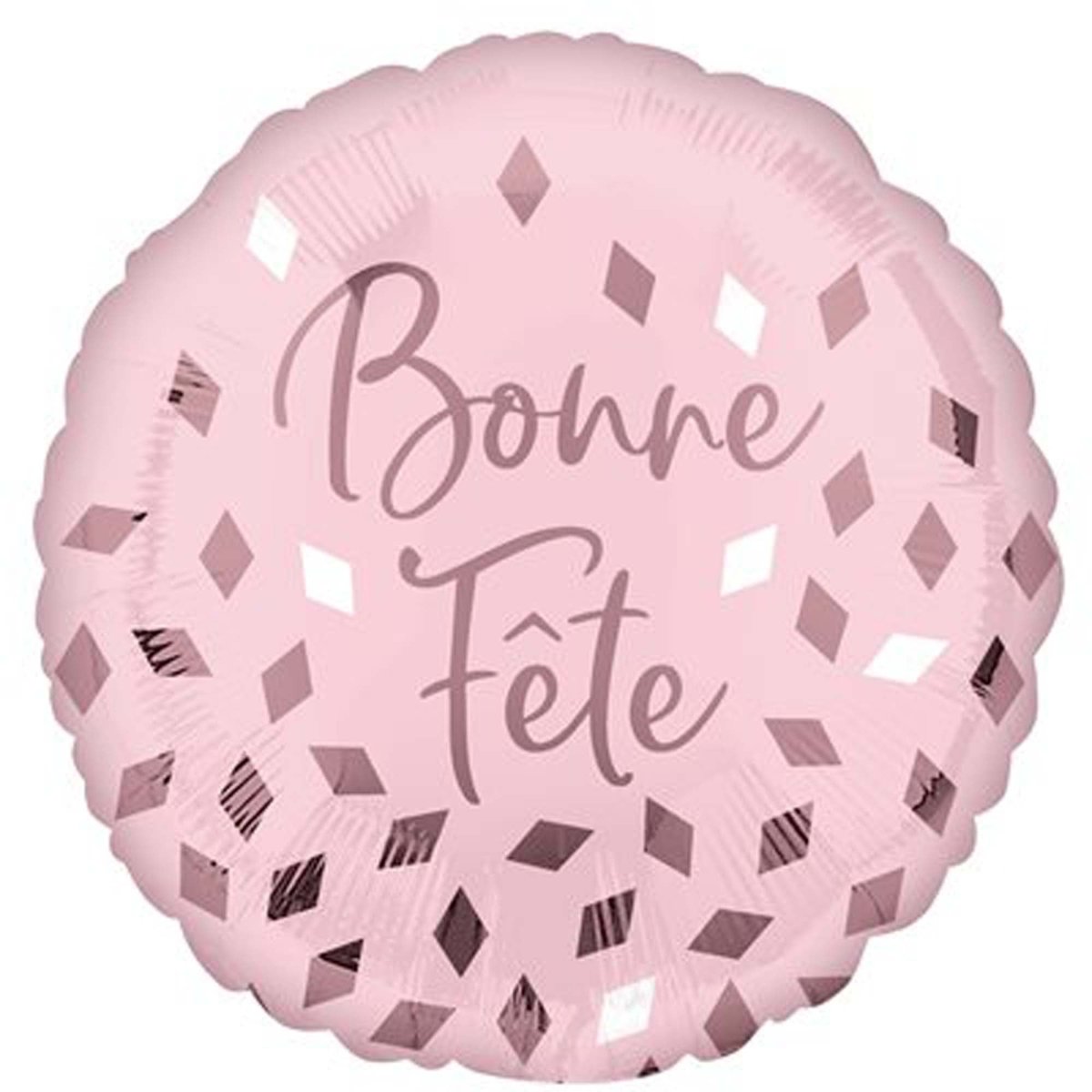 LE GROUPE BLC INTL INC Balloons Blush "Bonne Fête" Round Foil Balloon, Pink and Rose Gold, 18 Inches, 1 Count 026635460804