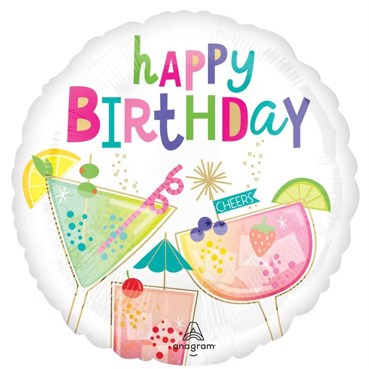 LE GROUPE BLC INTL INC Balloons Cocktail Surprise Birthday Foil Balloon, 18 Inches, 1 Count 026635478496