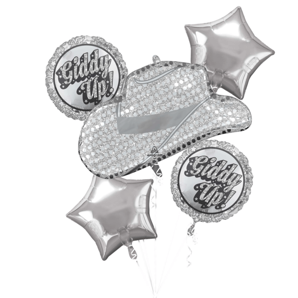 LE GROUPE BLC INTL INC Balloons Disco Western Foil Balloon Bouquet, Helium Inflation not Included, 5 Count 026635474047