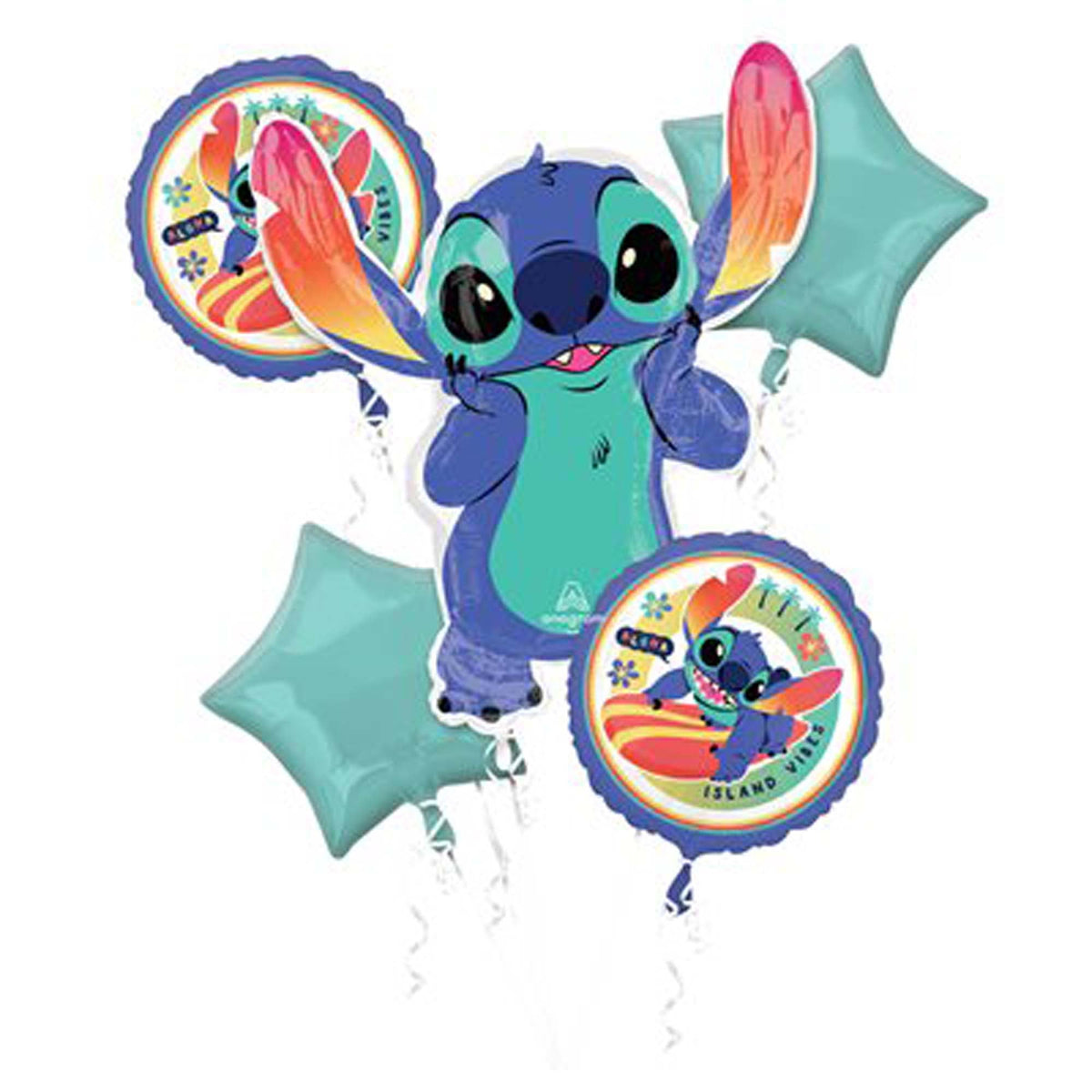 LE GROUPE BLC INTL INC Balloons Disney Stitch Foil Balloon Bouquet, Helium Inflation not Included, 5 Count