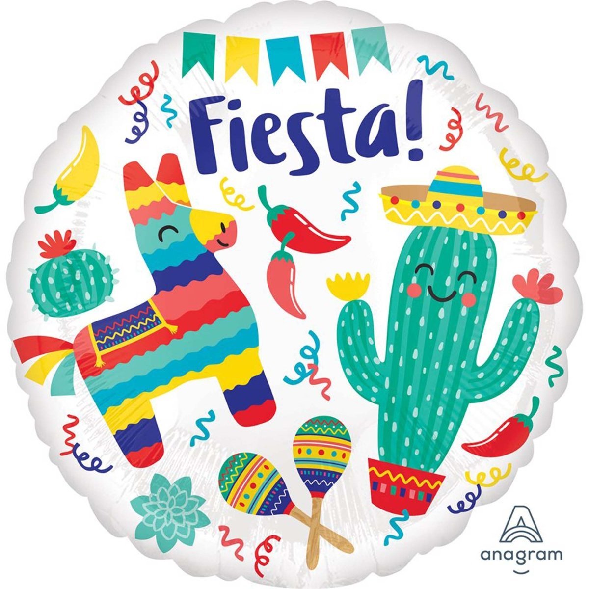 Fiesta Party Round Shape Foil Balloon, 18 Inches | Party Expert