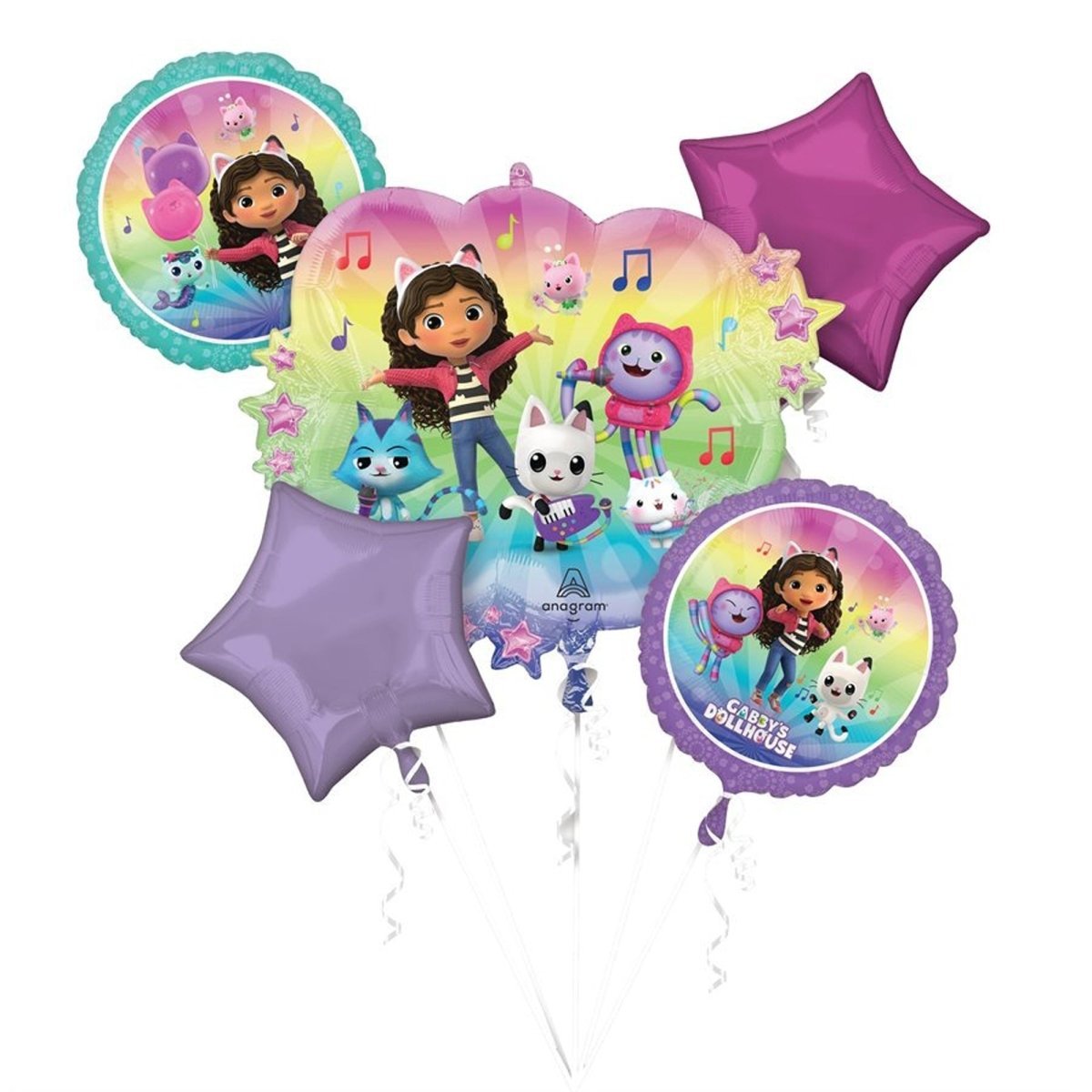 LE GROUPE BLC INTL INC Balloons Gabby Foil Balloon Bouquet, Helium Inflation not Included, 5 Count 026635483735