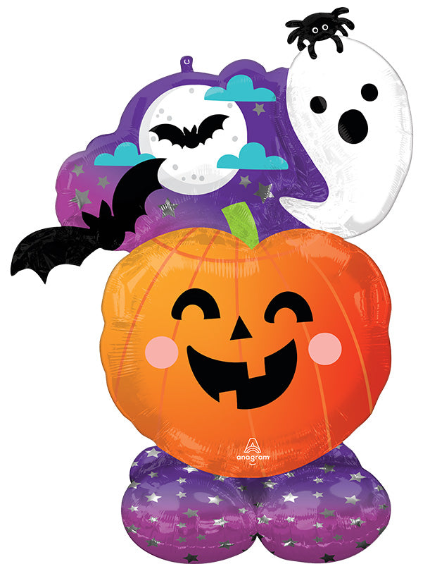 LE GROUPE BLC INTL INC Balloons Ghost and Pumpkin Airloonz Standing Air-Filled Foil Balloon, 41 Inches, 1 Count 026635448413