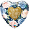 LE GROUPE BLC INTL INC Balloons "Happy Mother's Day" Heart-Shaped Foil Balloon, Blue and Pink Roses, 18 inches, 1 Count