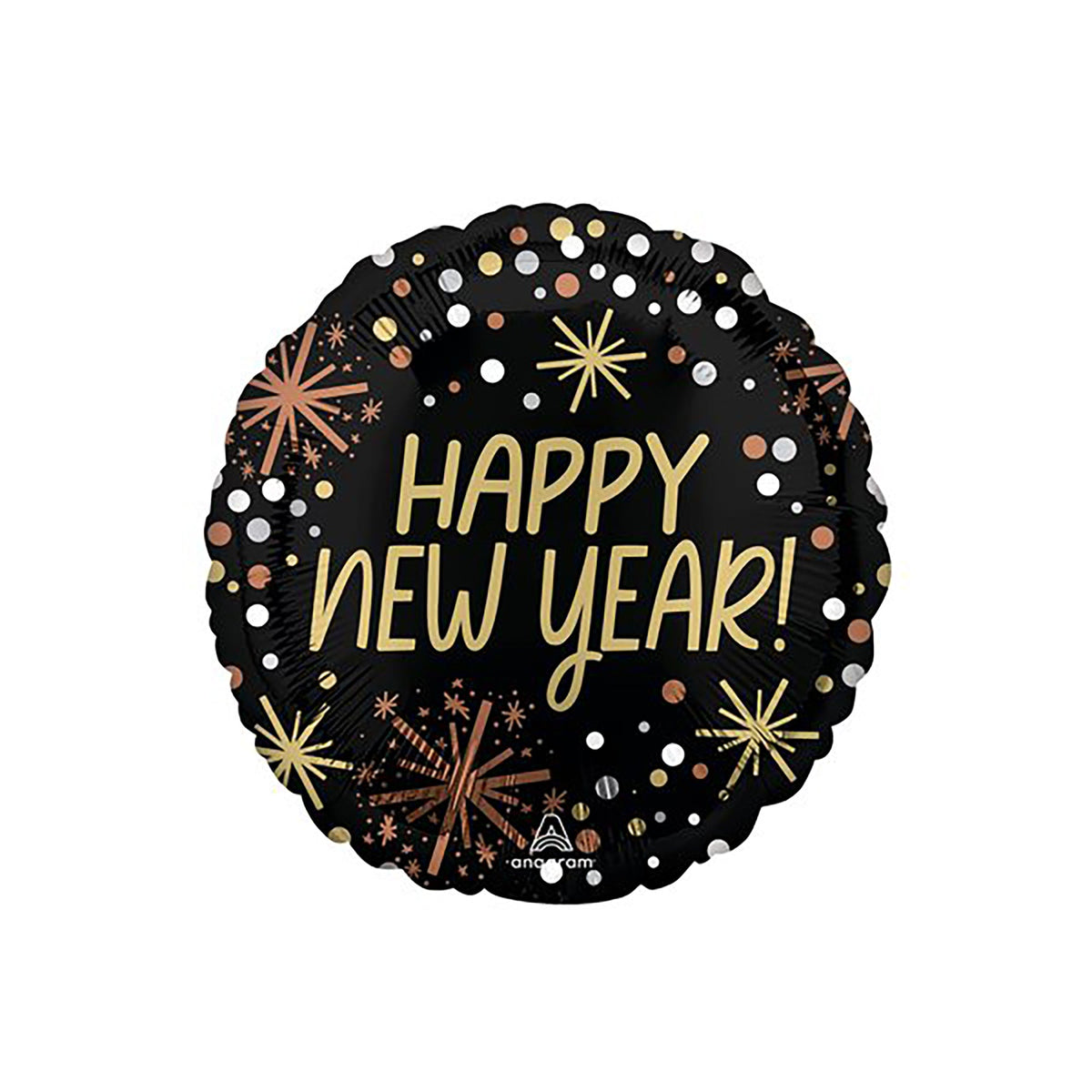 LE GROUPE BLC INTL INC Balloons Happy New Year Black Round Foil Balloon, 18 Inches, 1 Count 026635461658