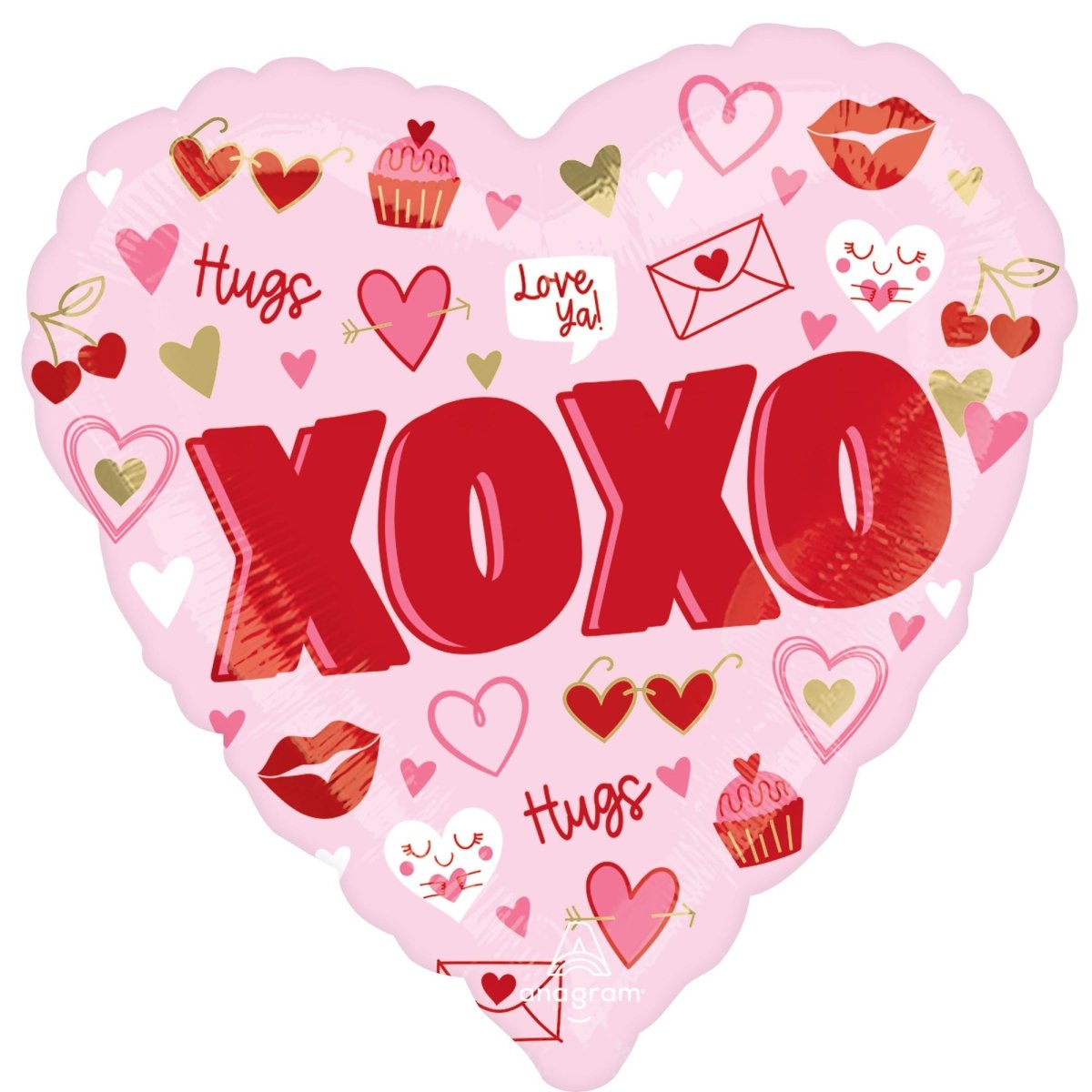LE GROUPE BLC INTL INC Balloons Hugs and Kisses Heart Shaped Foil Balloon, 18 Inches, 1 Count 026635493611