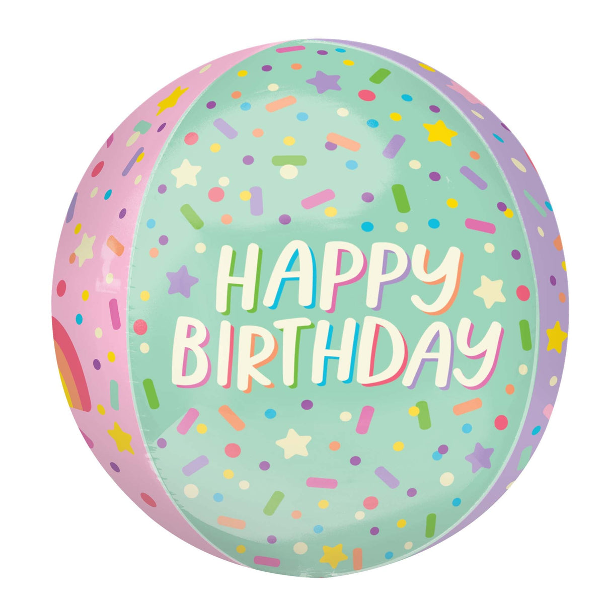 LE GROUPE BLC INTL INC Balloons Ice Cream "Happy Birthday" Orbz Balloon, 15 Inches, 1 Count