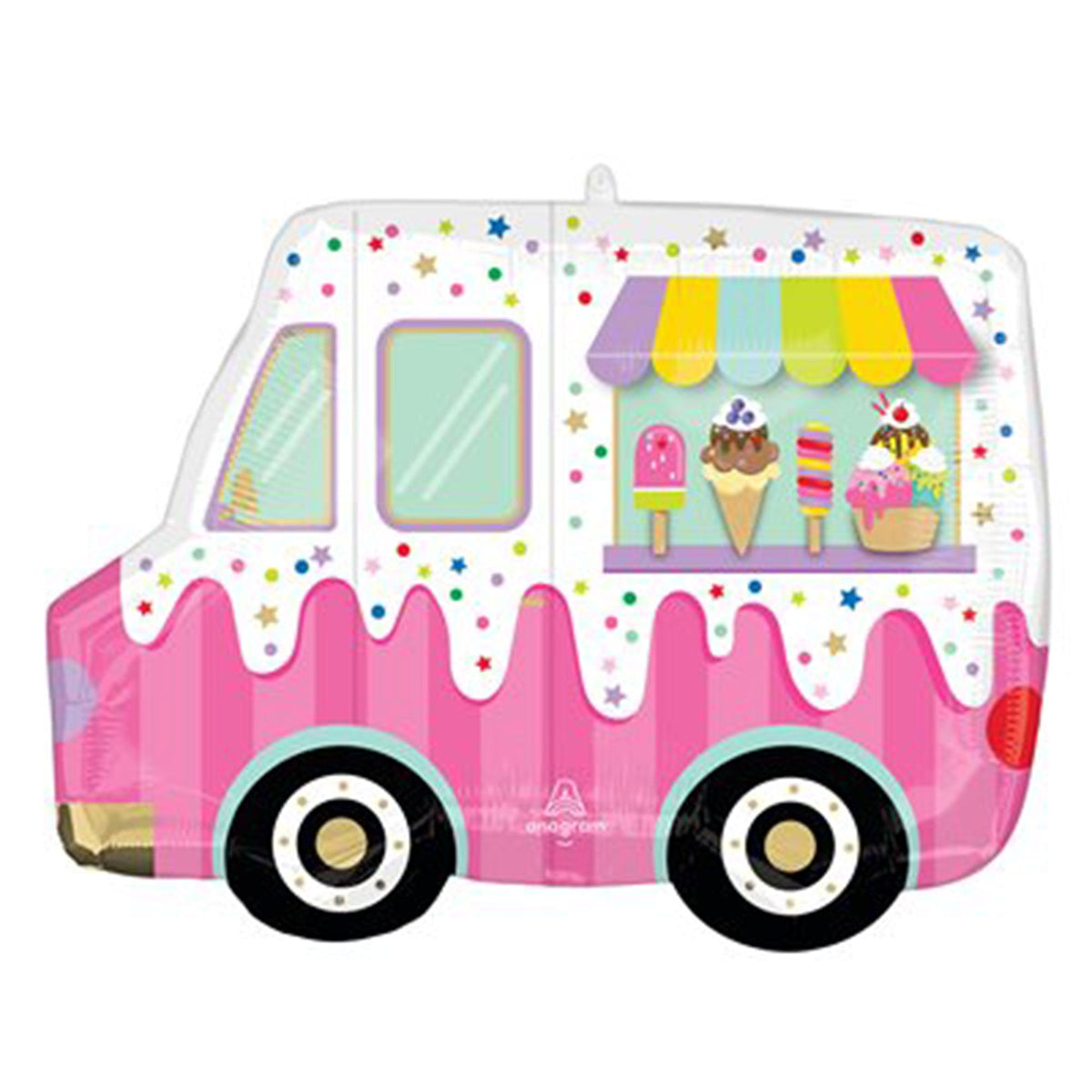 LE GROUPE BLC INTL INC Balloons Ice Cream Truck Supershape Foil Balloon, 26 Inches, 1 Count 026635476232