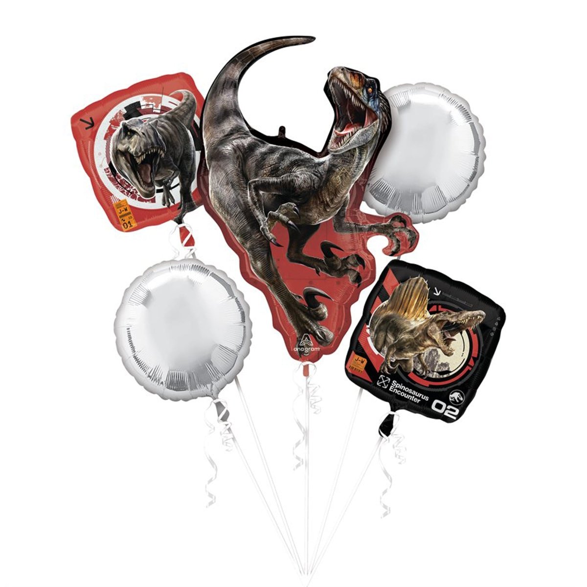 LE GROUPE BLC INTL INC Balloons Jurassic World Rebirth Foil Balloon Bouquet, Helium Inflation not Included, 5 Count 026635481144