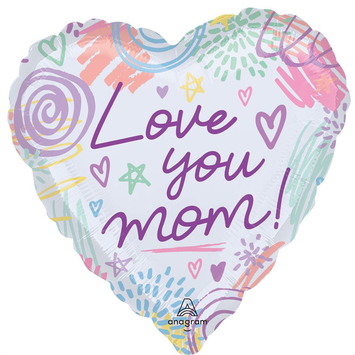 LE GROUPE BLC INTL INC Balloons Love you Mom! Heart Shaped Supershape Foil Balloon, 28 Inches, 1 Count 026635475563