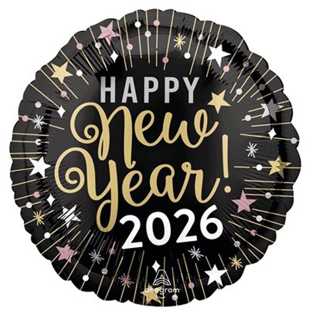 LE GROUPE BLC INTL INC Balloons New Year 2026 Celebration Round Foil Balloon, 18 Inches, 1 Count 26635491914