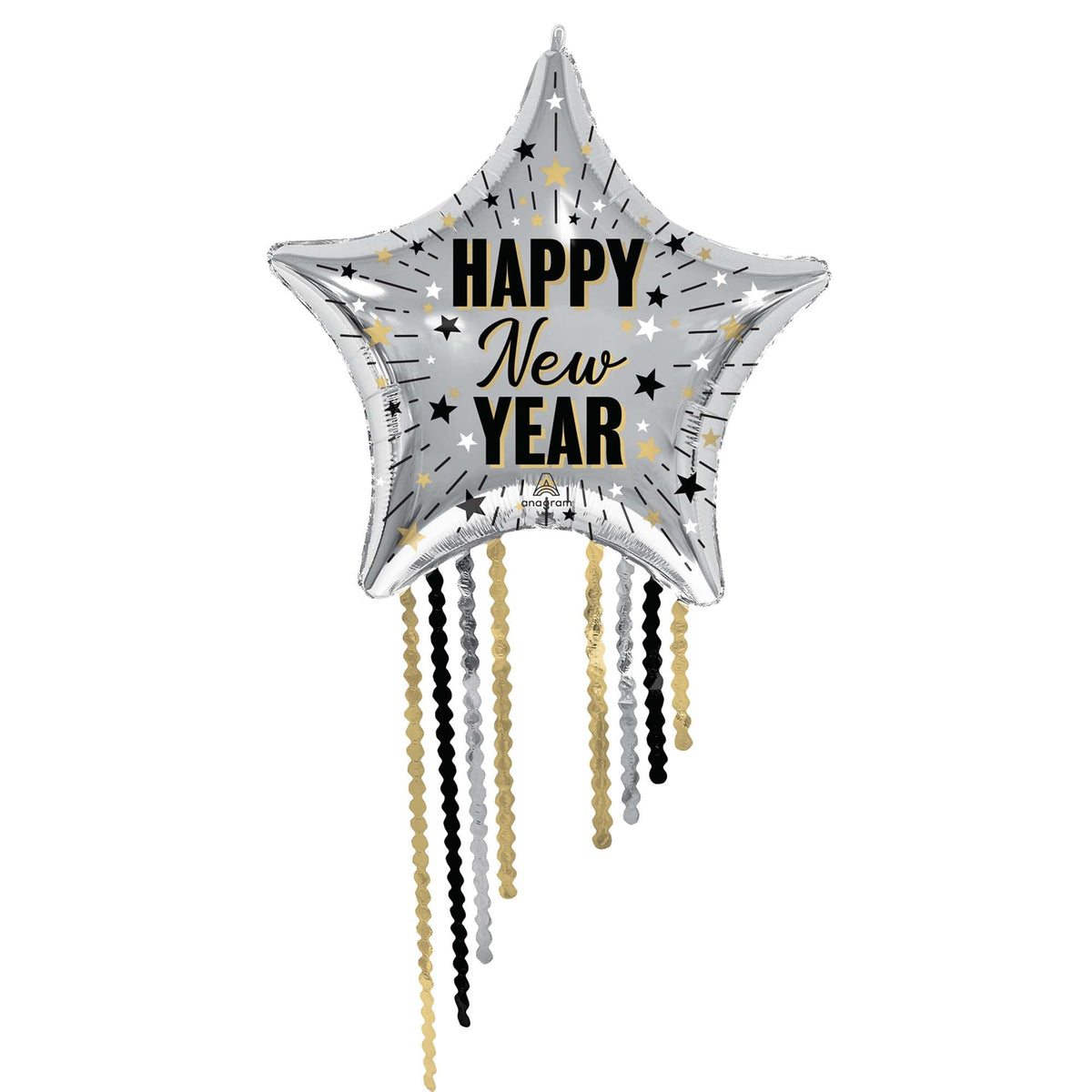 LE GROUPE BLC INTL INC Balloons New Year Eve Celebration Star Supershape Balloon with Fringe, 50 Inches, 1 Count