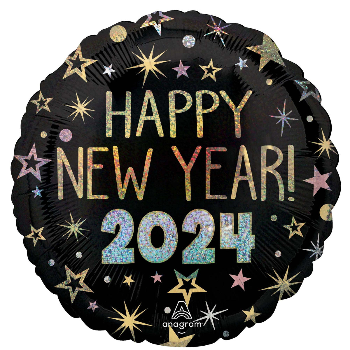 LE GROUPE BLC INTL INC Balloons New Year's Eve 2024 Celebration Black Round Foil Balloon, 18 Inches, 1 Count