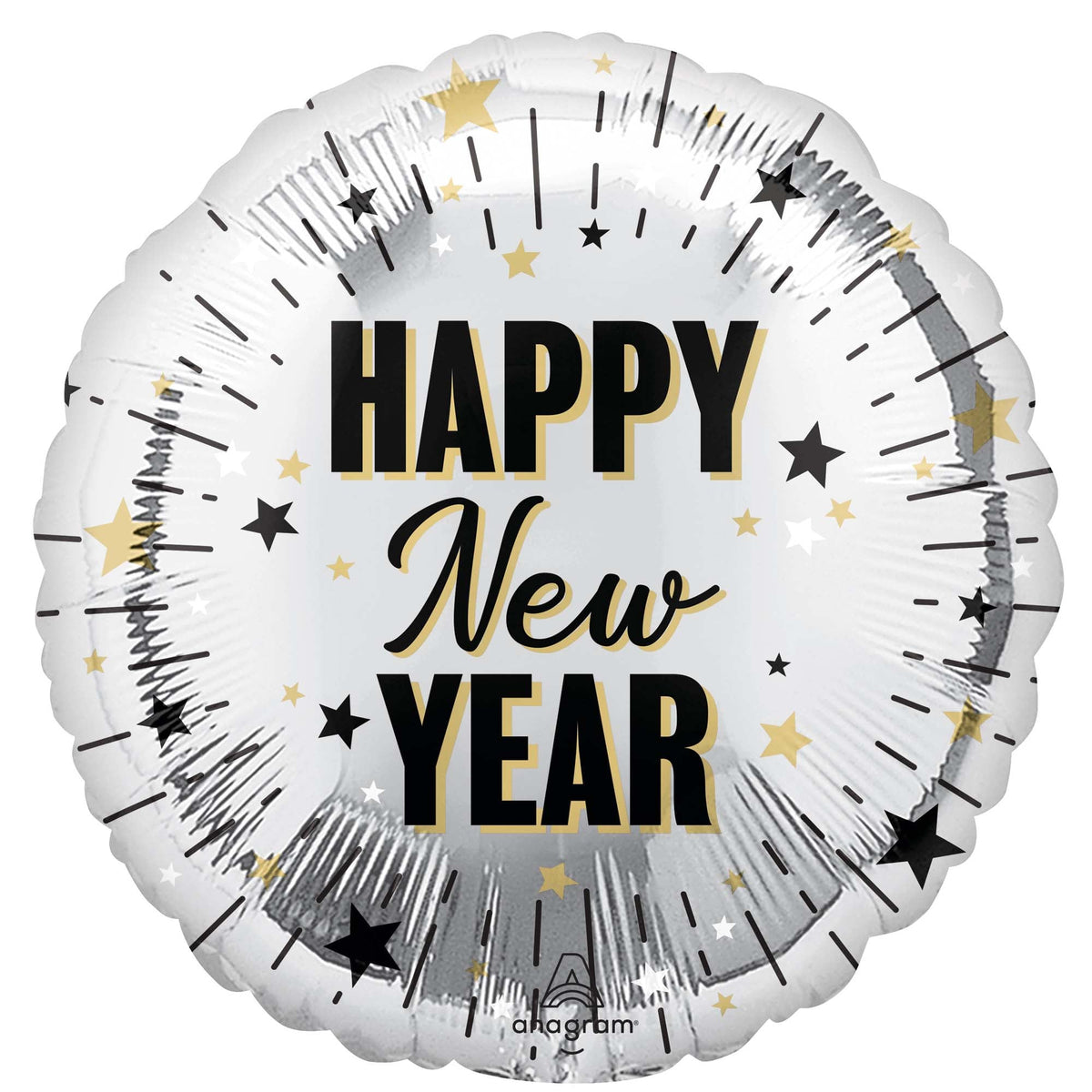 LE GROUPE BLC INTL INC Balloons New Year's Eve Celebration Silver Round Foil Balloon, 18 Inches, 1 Count