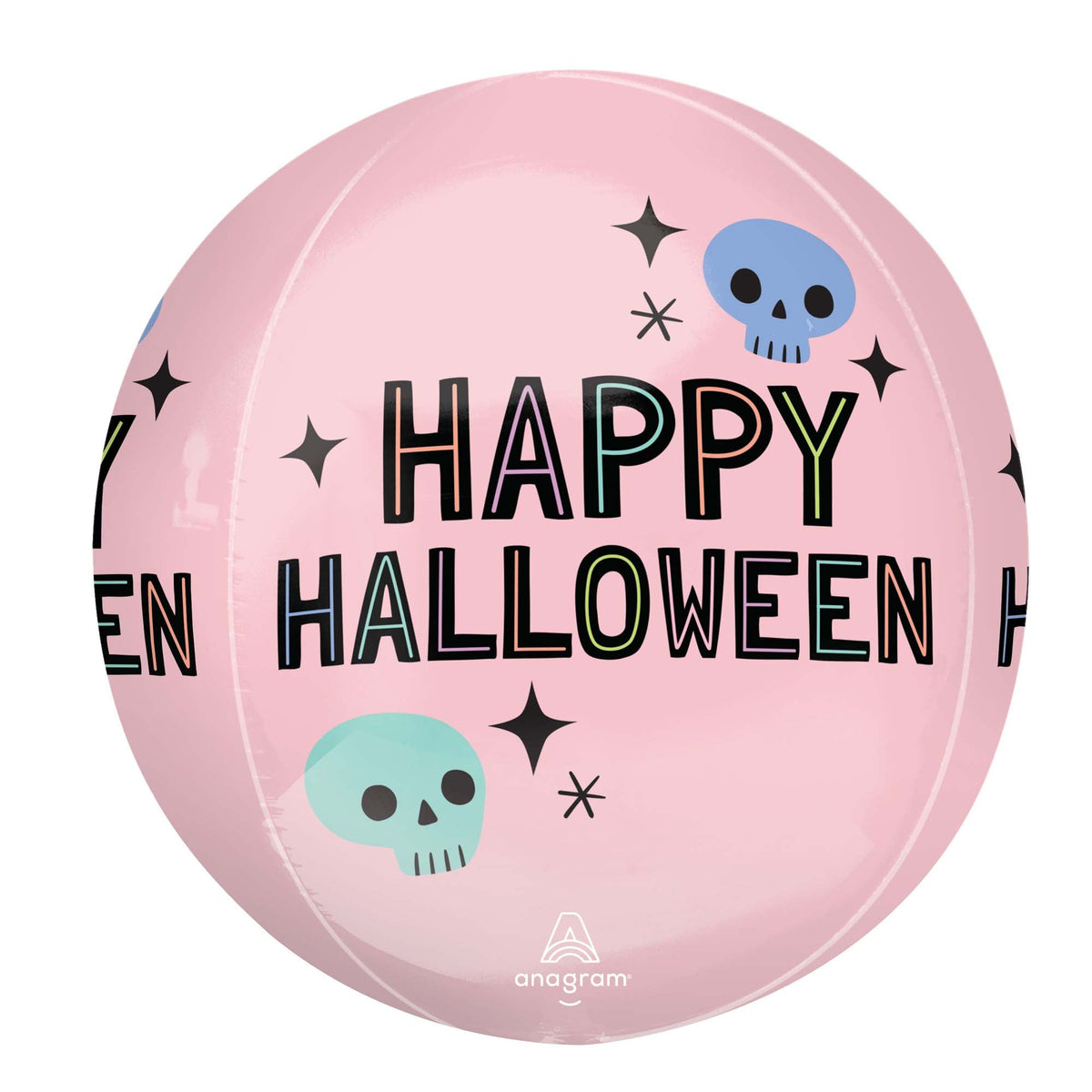 LE GROUPE BLC INTL INC Balloons Pink Happy Halloween Pastel Skulls Orbz Balloon, 15 Inches, 1 Count 026635461122