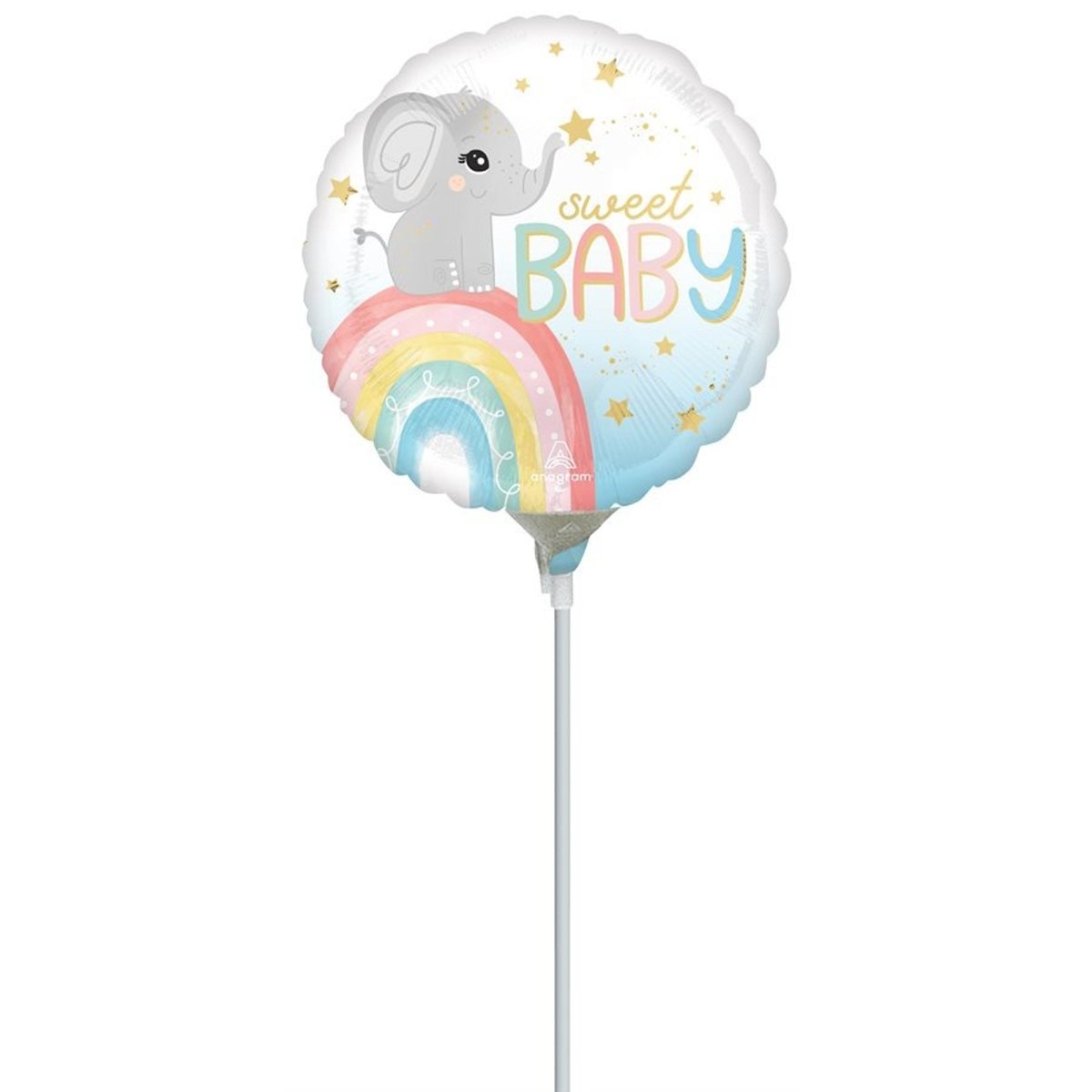 LE GROUPE BLC INTL INC Balloons Satin Baby Elephant Air-Filled Foil Balloon, 9 Inches, 1 Count 026635478939