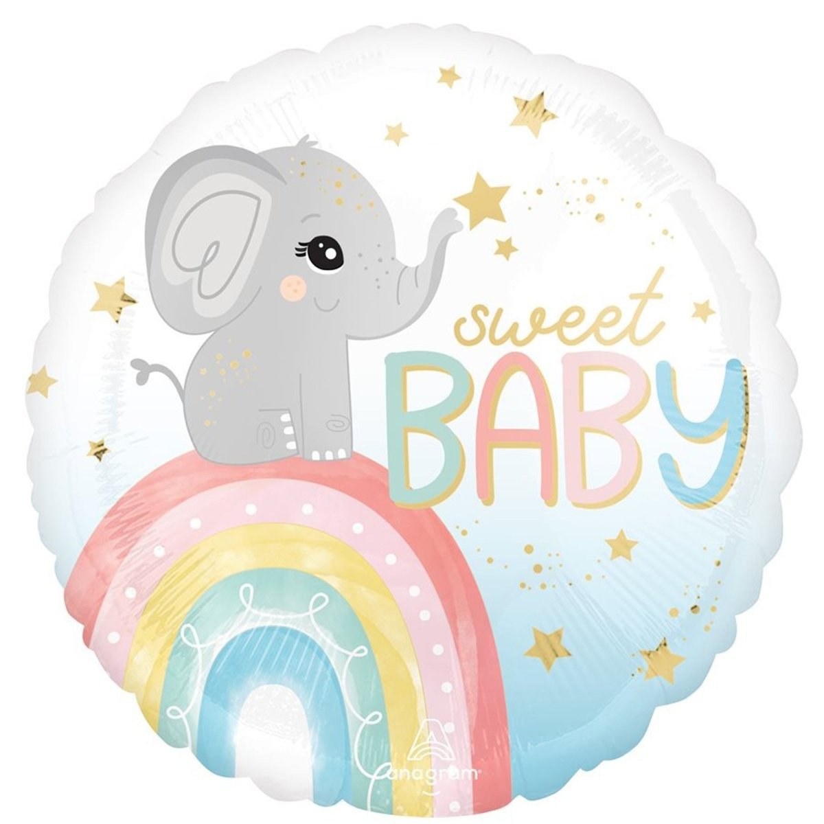 LE GROUPE BLC INTL INC Balloons Satin Baby Elephant Round Foil Balloon, 18 Inches, 1 Count 026635478915