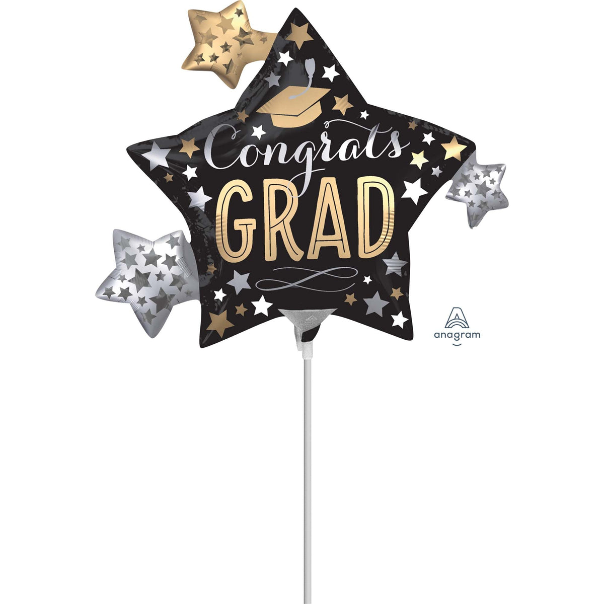 LE GROUPE BLC INTL INC Balloons Satin Grad Stars Air-Filled Balloon, 12 Inches, 1 Count