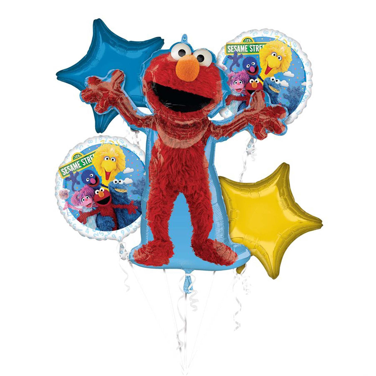 LE GROUPE BLC INTL INC Balloons Sesame Street Balloon Bouquet, Helium Inflation not Included, 5 Count