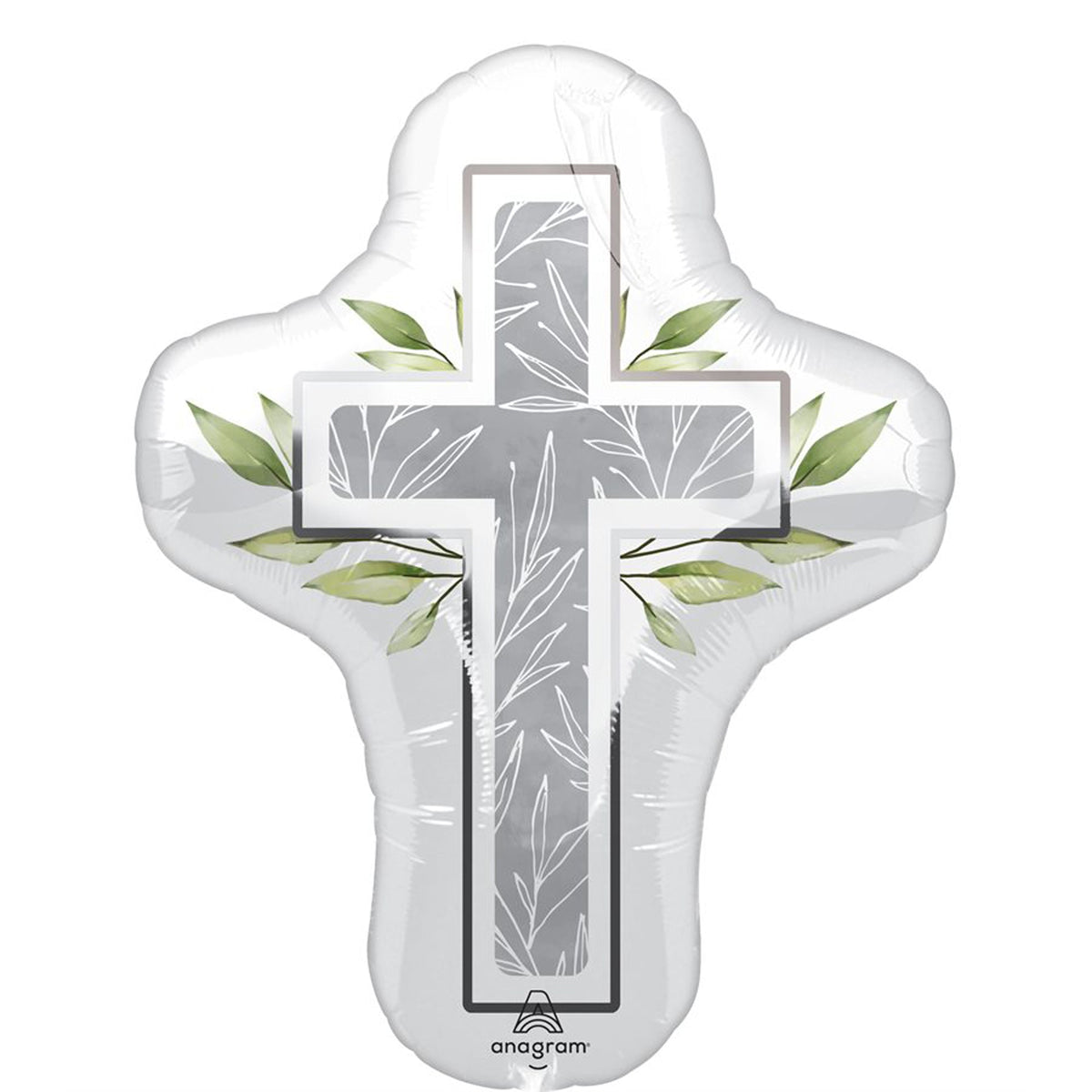 LE GROUPE BLC INTL INC Balloons Silver Cross Supershape Foil Balloon, 25 Inches, 1 Count 026635478250
