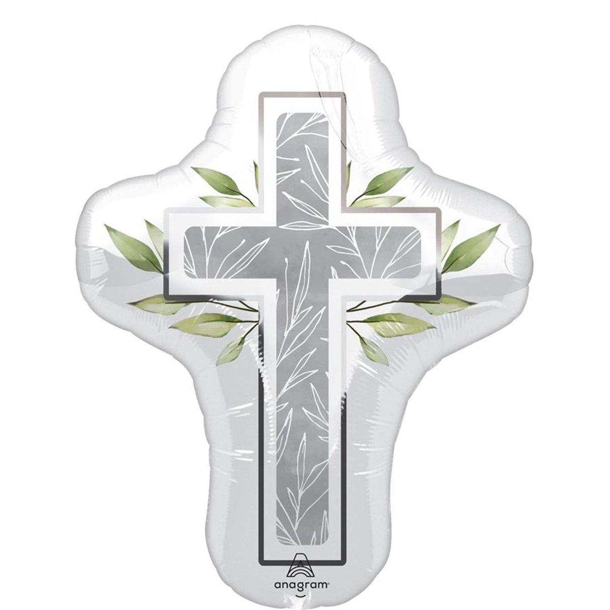LE GROUPE BLC INTL INC Balloons Silver Cross Supershape Foil Balloon, 25 Inches, 1 Count 026635478250