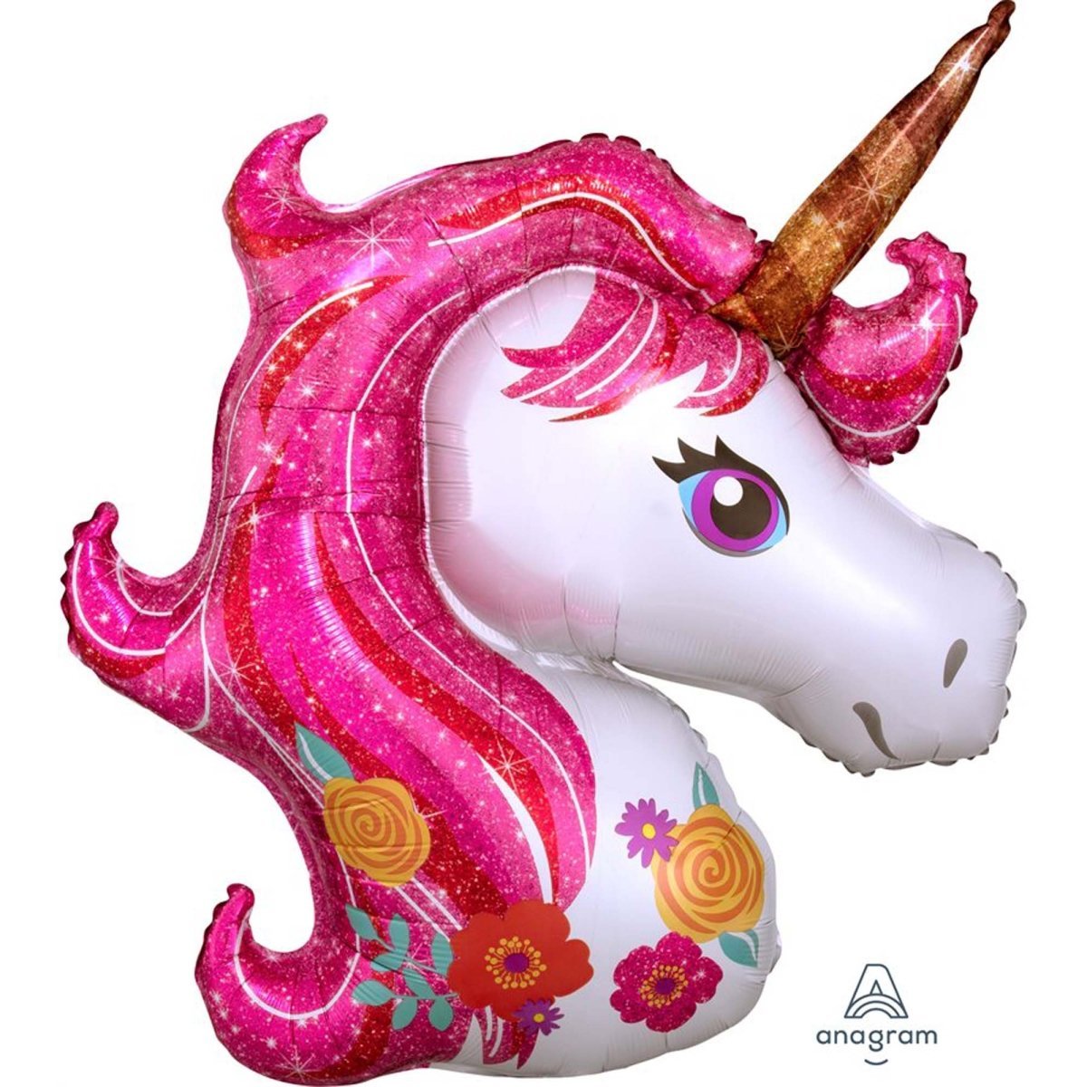 LE GROUPE BLC INTL INC Balloons Unicorn with Flowers Supershape Balloon, 33 Inches, 1 Count 026635372732