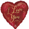 LE GROUPE BLC INTL INC Balloons Valentine's Day "I Love You" Heart Shaped Foil Balloon, Red and Gold, 18 Inches, 1 Count