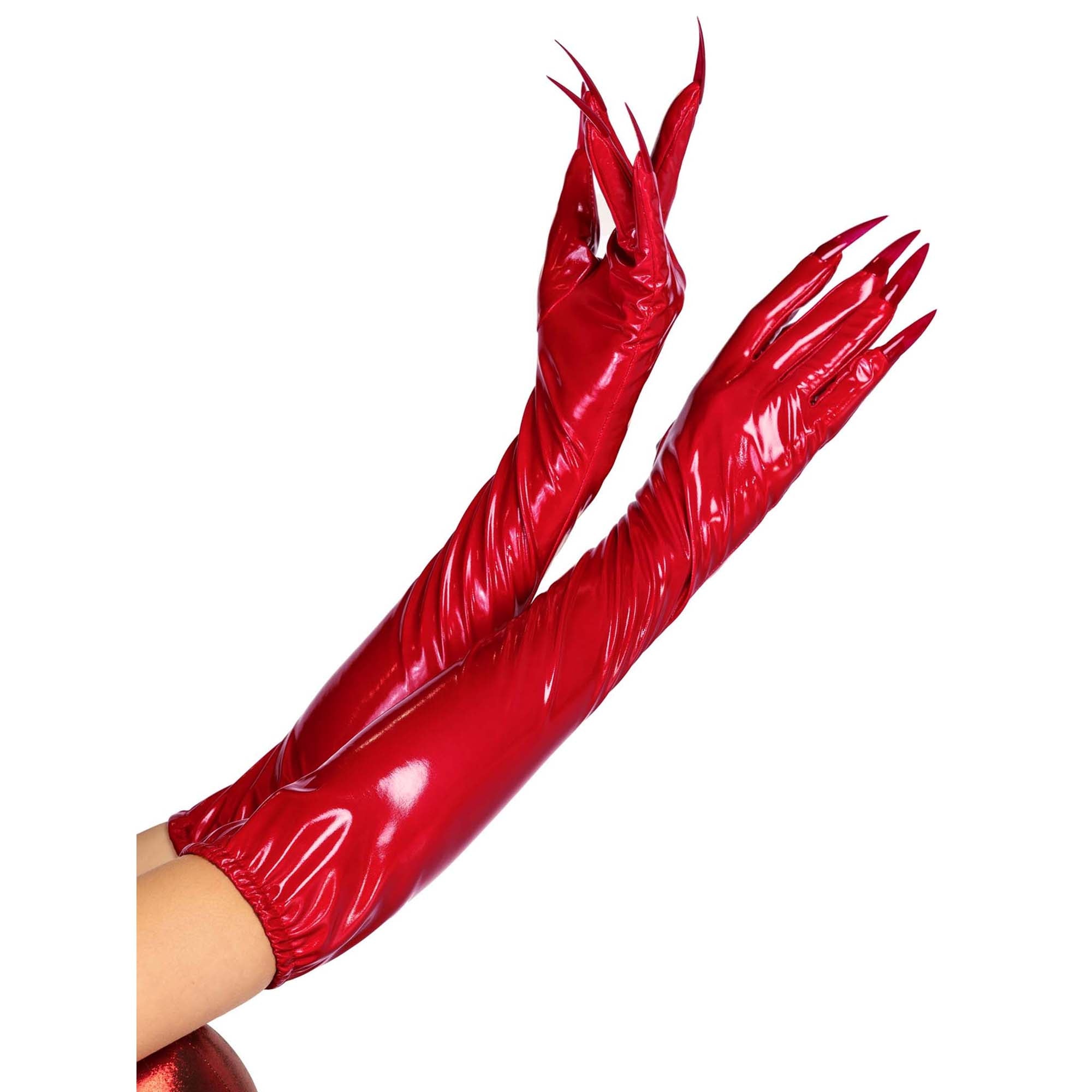 Red Vinyl Claw Gloves for Adults 1 Count Party Expert