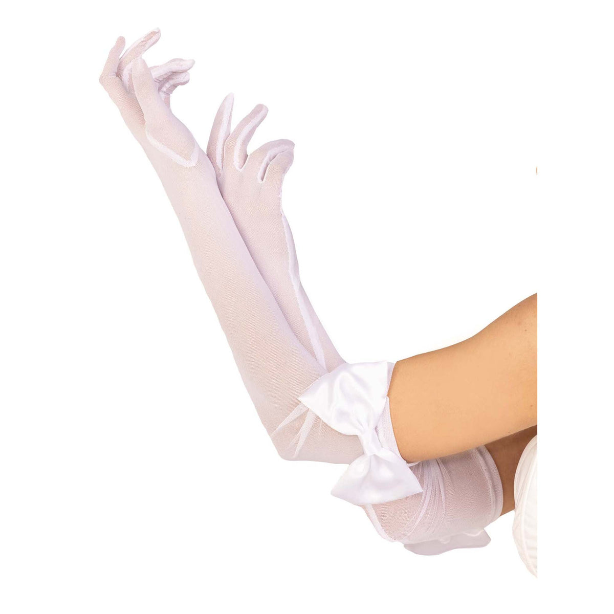 LEG AVENUE/SKU DISTRIBUTORS INC Costume Accessories White Opera Gloves With Bows for Adults, 1 Count 714718566757