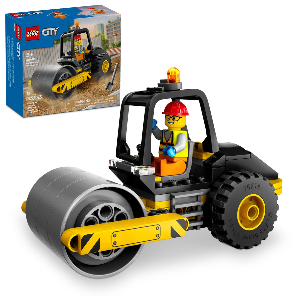 LEGO Toys & Games LEGO City Construction Steamroller, 60401, Ages 5+, 78 Pieces