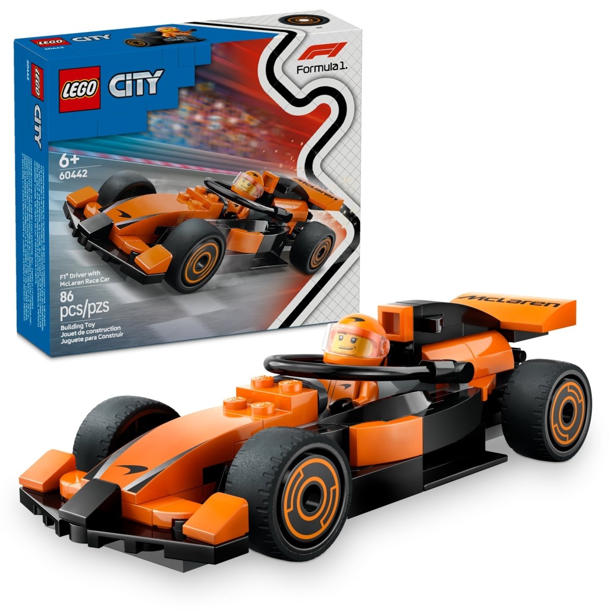 LEGO Toys & Games LEGO City F1 Driver with McLaren Race Car, 60442, Ages 6+, 86 Pieces 673419403450
