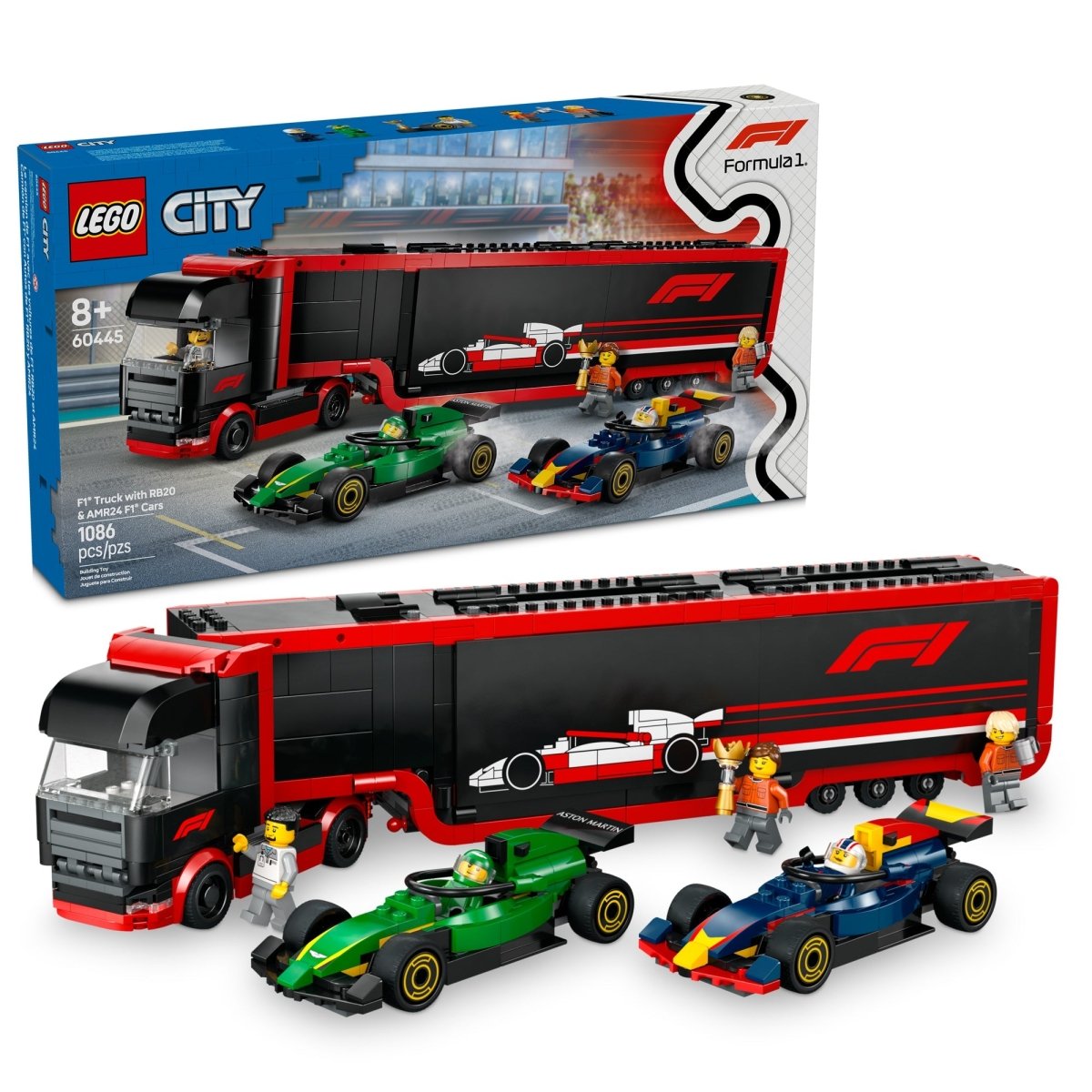 LEGO Toys & Games LEGO City F1 Truck with RB20 & AMR24 F1 Cars, 60445, Ages 8+, 1086 Pieces 673419403481