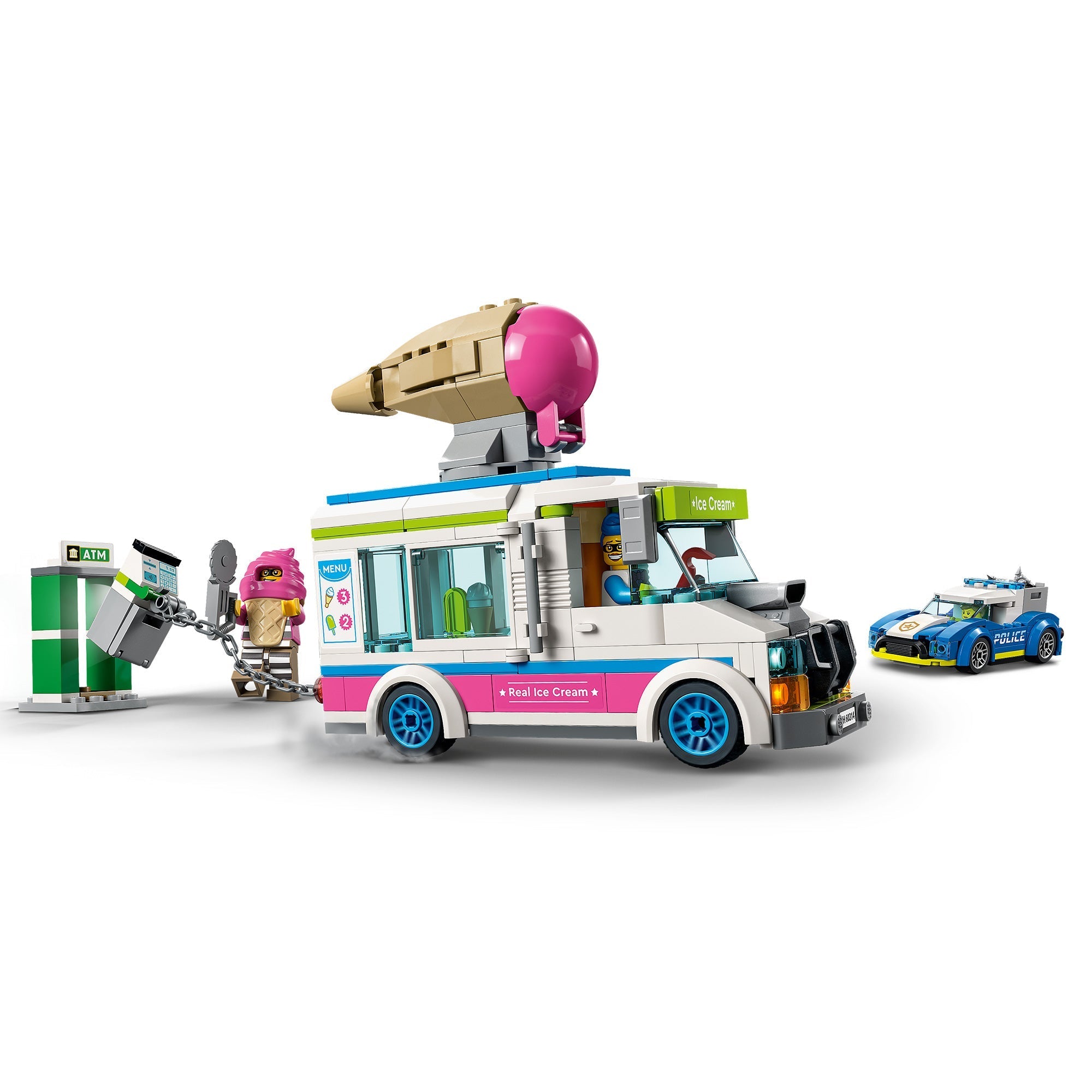 LEGO 60314 City La Course-Poursuite du Camion de Glaces, Jouet de Voiture  de Police, avec 2 Bandits, Cadeau Enfants Des 5 Ans - ADMI