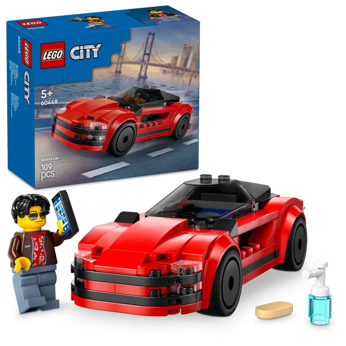 LEGO Toys & Games LEGO City Red Sports Car, 60448, Ages 5+, 109 Pieces 673419403511