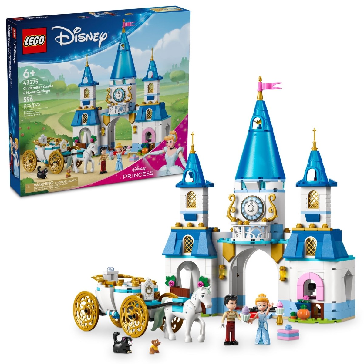 LEGO Toys & Games LEGO Disney Cinderella's Castle & Horse Carriage, 43275, Ages 6+, 596 Pieces 673419404228