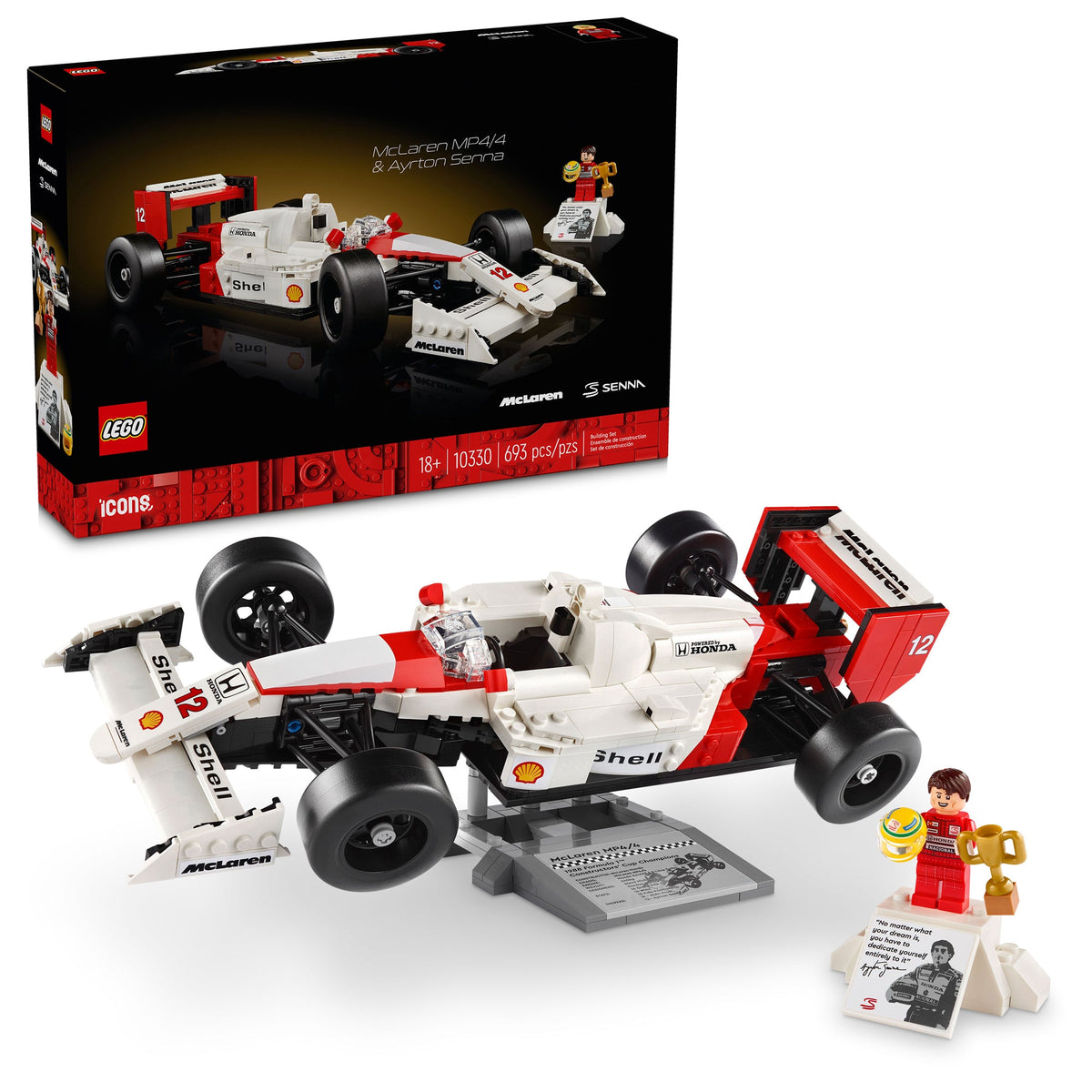 LEGO Toys & Games LEGO Icons McLaren MP4/4 and Ayrton Senna, 10330, Ages 18+, 693 Pieces
