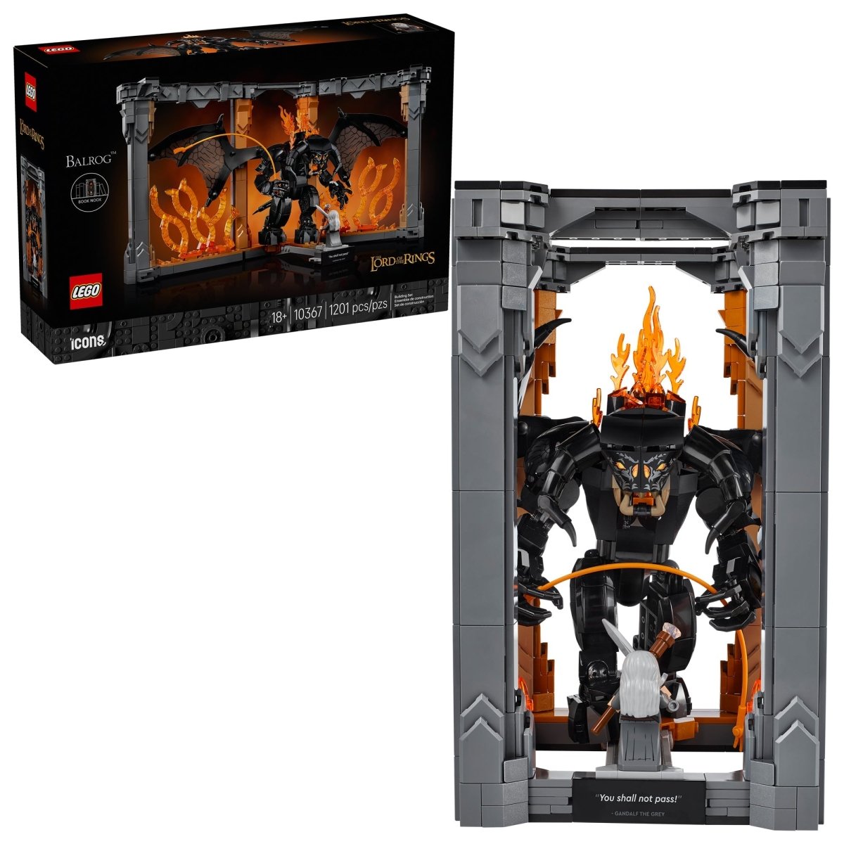 LEGO Toys & Games LEGO Icons The Lord of the Rings: Balrog Book Nook, 10367, Ages 18+, 1201 Pieces 673419405003