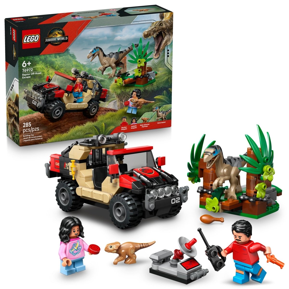 LEGO Toys & Games LEGO Jurassic World Raptor Off-Road Escape, 76972, Ages 6+, 285 Pieces 673419403627